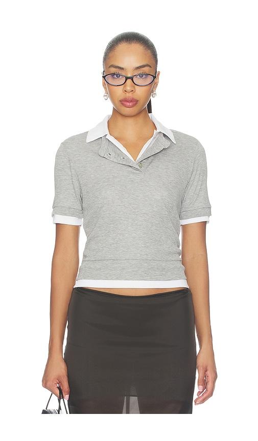 aya muse double polo tee in grey. - size l (also in xs, s, m)