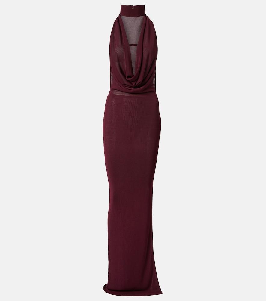 aya muse draped halterneck gown
