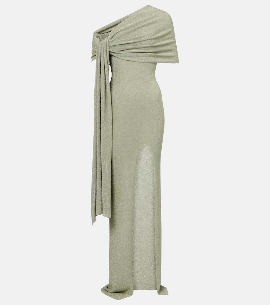 aya muse draped one-shoulder maxi dress