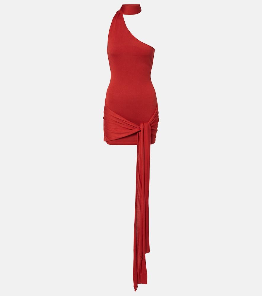 aya muse draped silk-blend jersey minidress