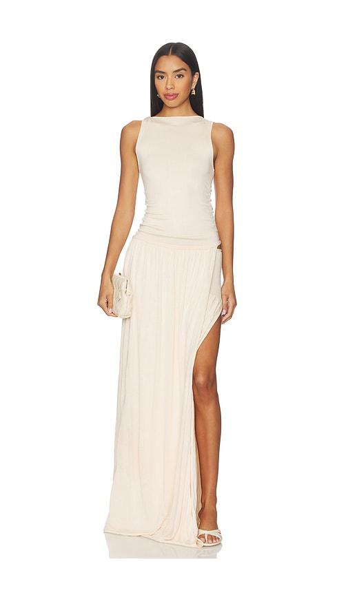 aya muse echo dress in cream. - size l (also in xxs, s, m)