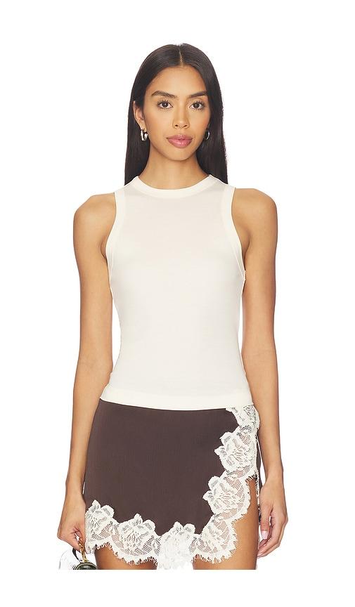aya muse jersey high neck tank in cream. - size l (also in m)