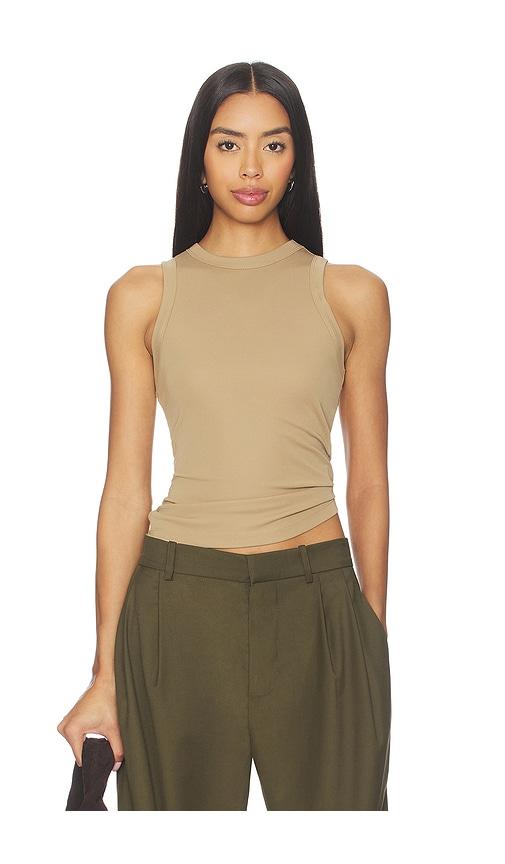 aya muse jersey high neck tank in tan. - size s (also in xl)