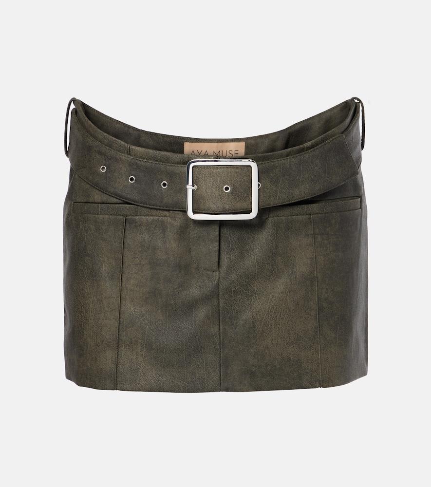 aya muse kaya belted faux leather miniskirt