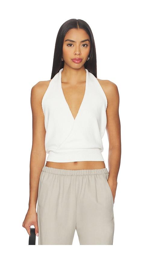 aya muse knit halter top in cream. - size l (also in s)