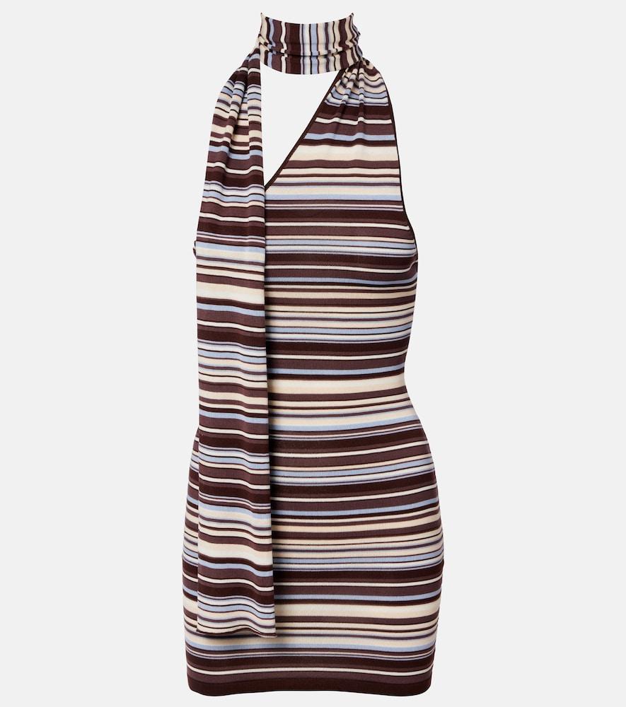 aya muse knitted scarf-detail striped minidress