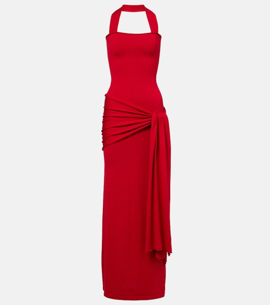 aya muse knitted silk and cotton maxi dress