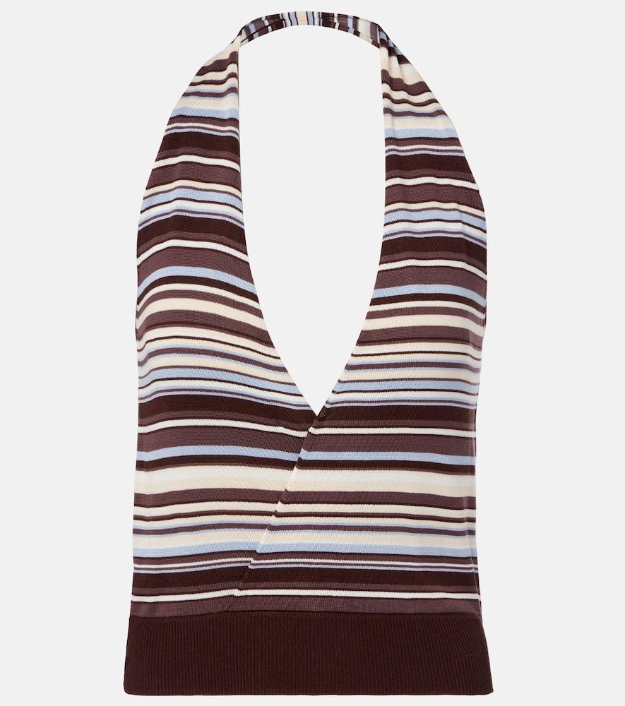 aya muse knitted striped halterneck top