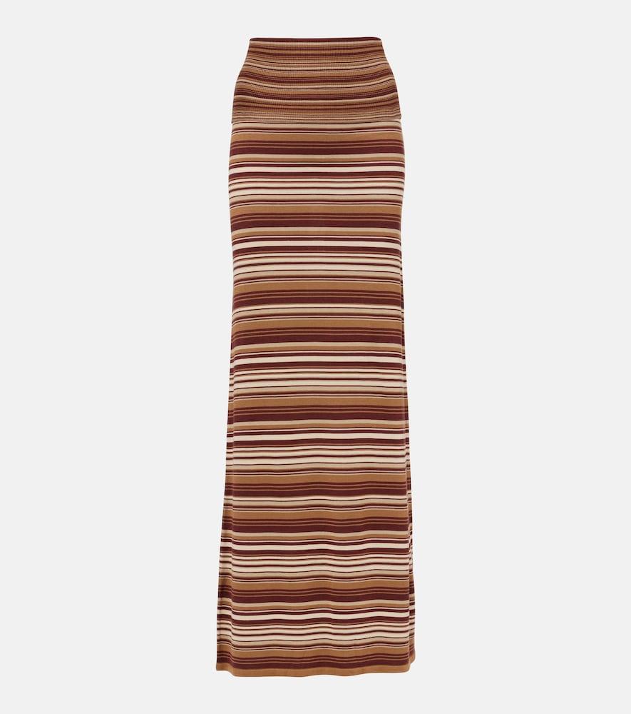aya muse knitted striped silk-blend maxi skirt