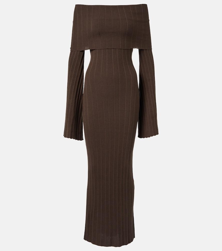 aya muse off-shoulder silk-blend jersey maxi dress