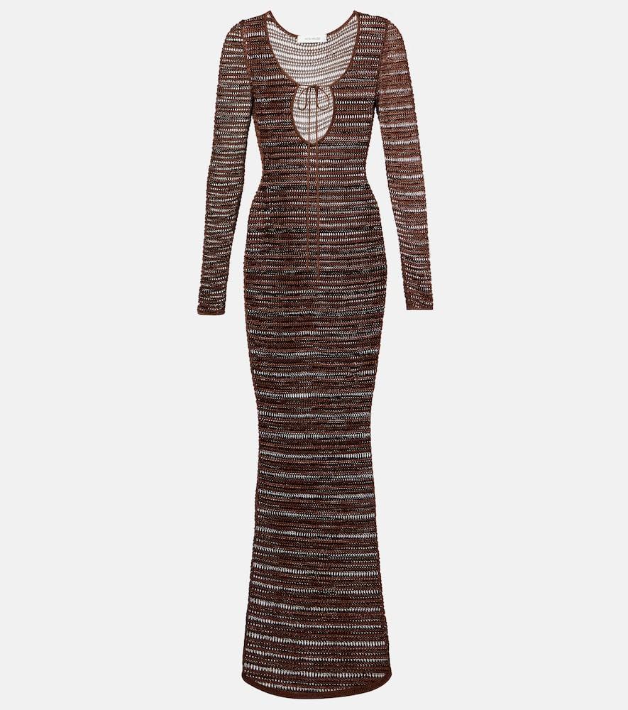 aya muse open-knit maxi dress