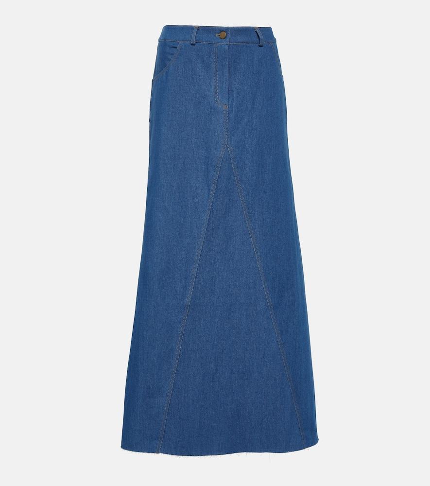 aya muse pilla low-rise denim maxi skirt