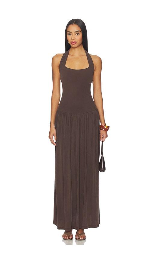 aya muse quill dress in chocolate. - size m (also in s)
