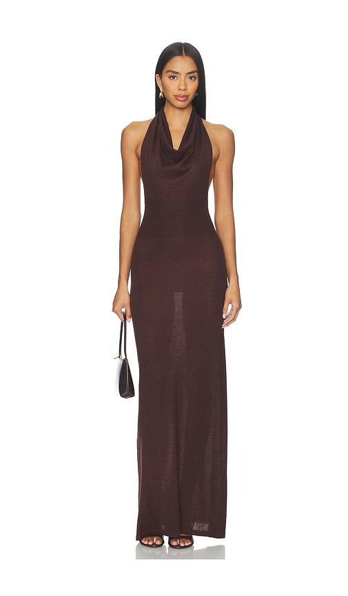 aya muse reed dress in chocolate. - size l (also in xxs, xs, s, m)