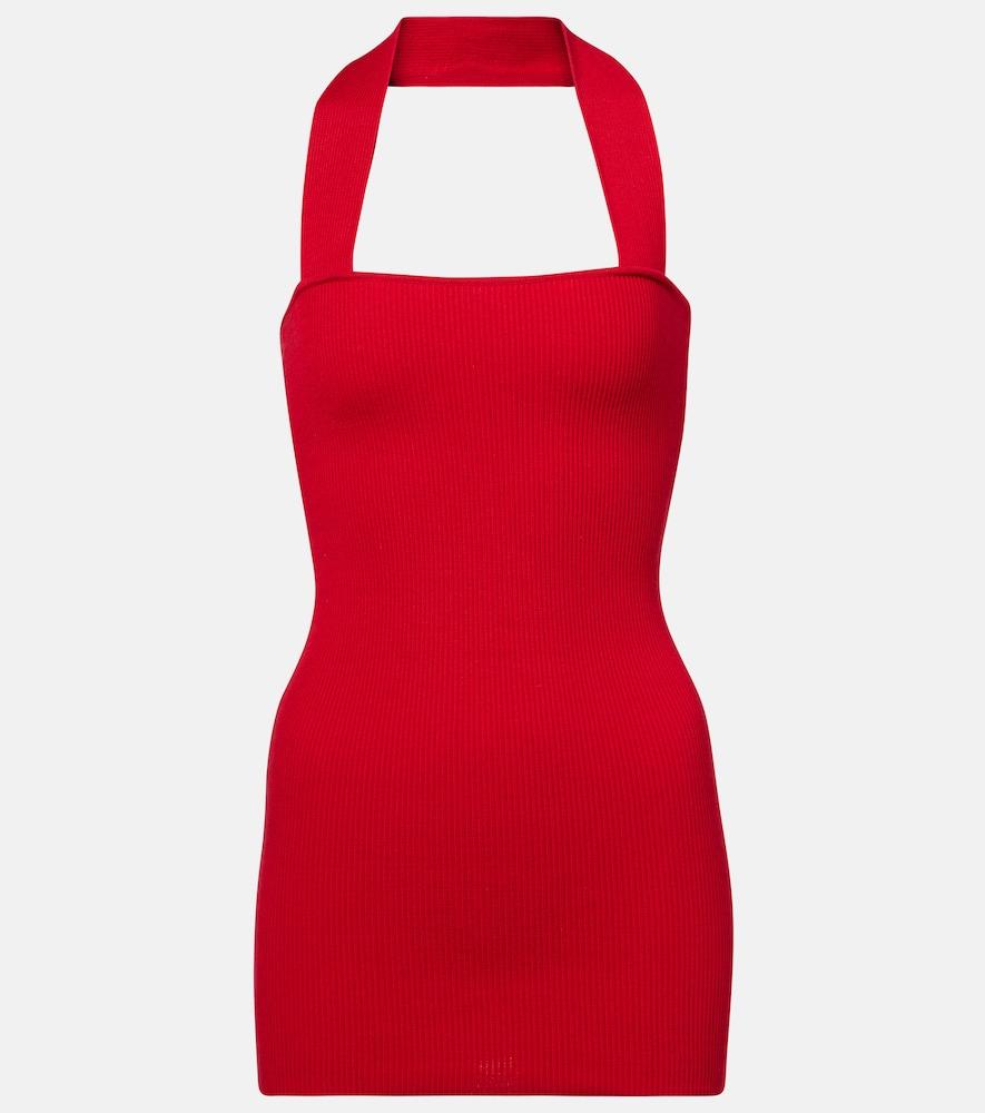 aya muse ribbed-knit silk and cotton minidress