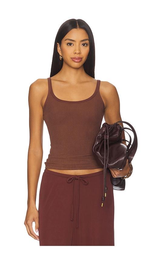 aya muse ribbed tank top in burgundy. - size l (also in xs, s, m)