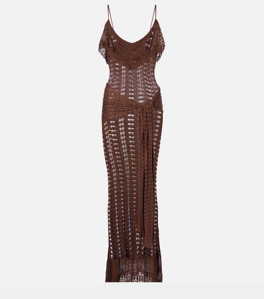 aya muse ruffled pointelle maxi dress