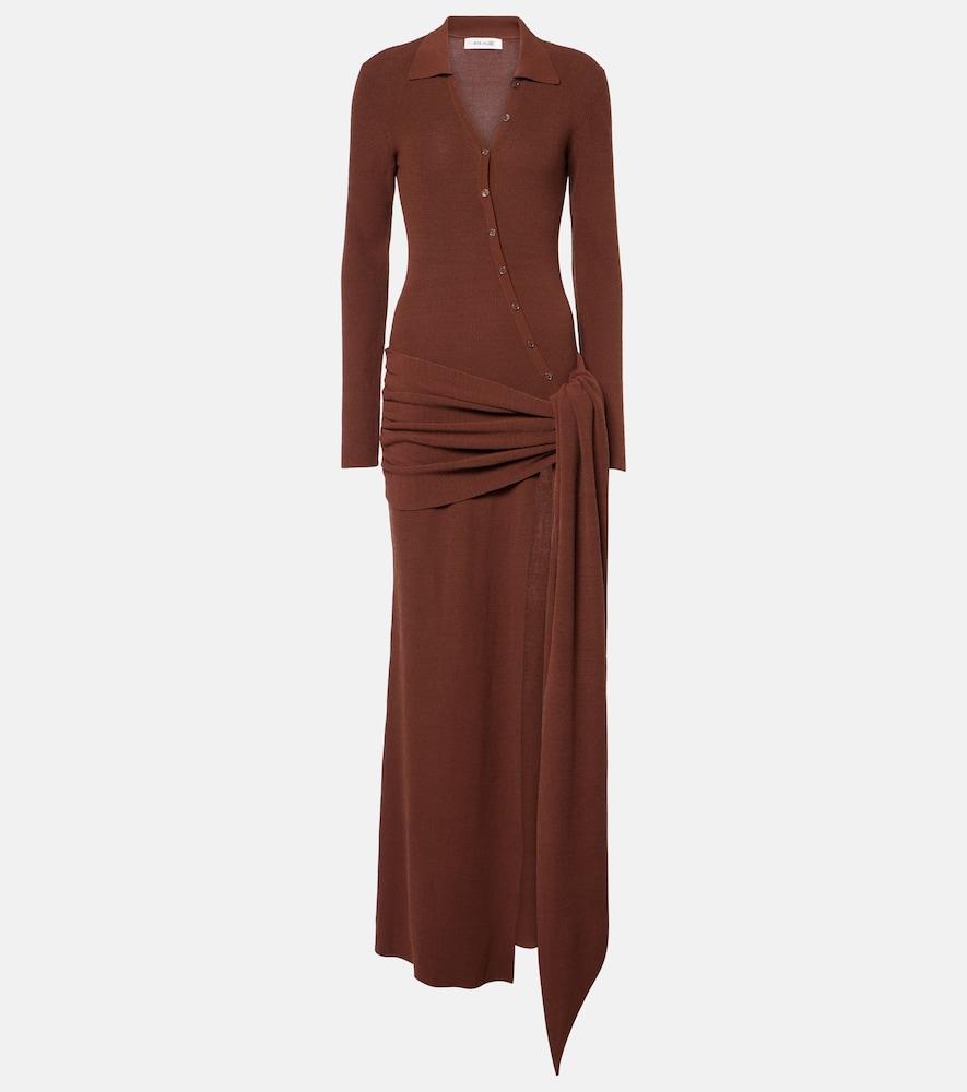 aya muse saros draped cotton-blend maxi dress