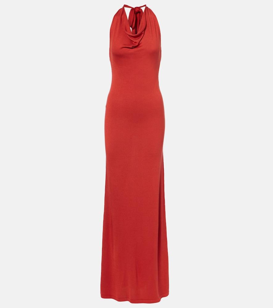 aya muse scarf-detail silk-blend jersey gown