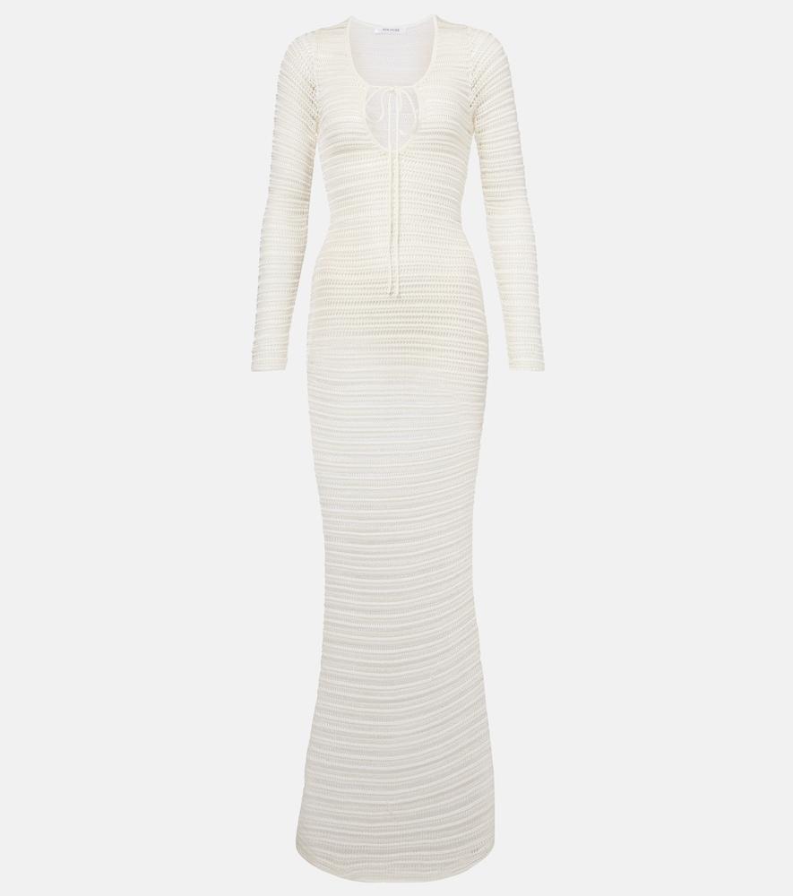 aya muse sheer crochet maxi dress