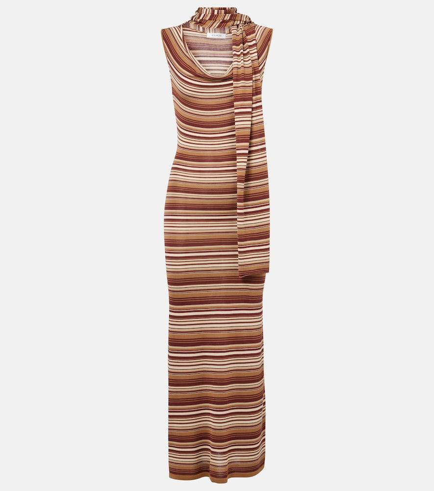 aya muse striped silk-blend midi dress