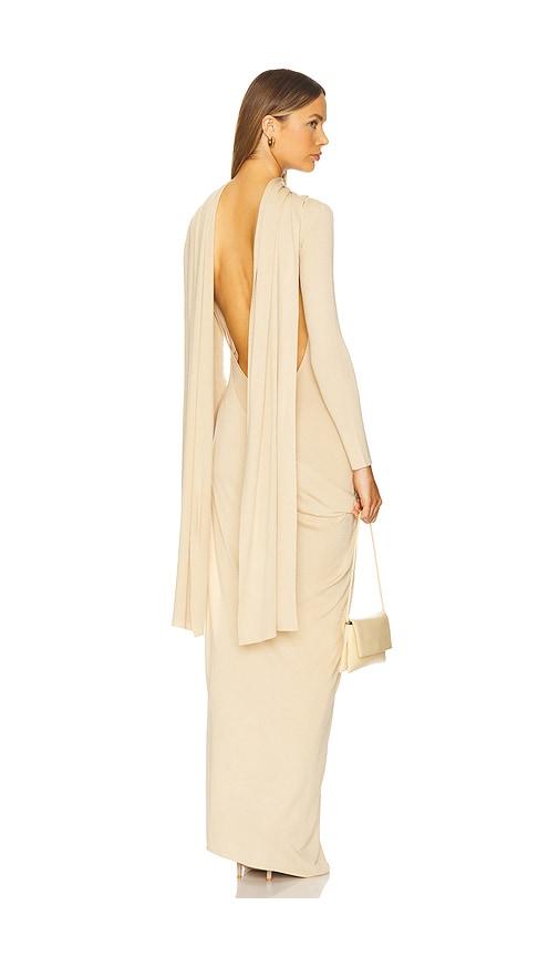 aya muse vire dress in beige. - size l (also in xs, s, m)