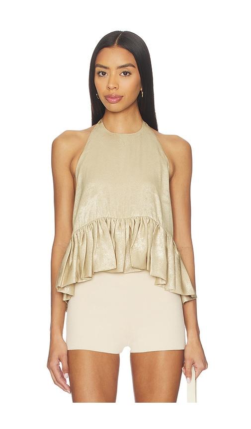 azeeza winston top in metallic gold. - size m (also in s, xs)