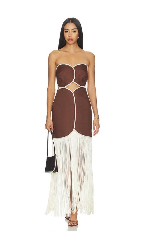azulu x revolve joaquina dress in brown. - size l (also in s, m)