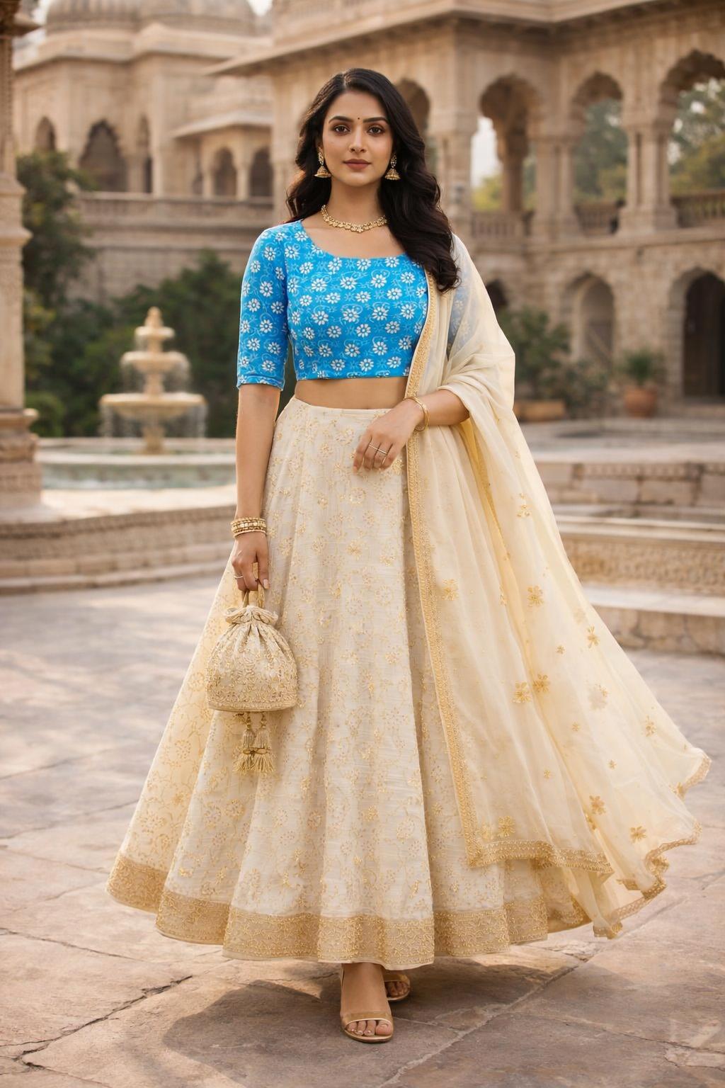 azure blue handloom cotton blouse