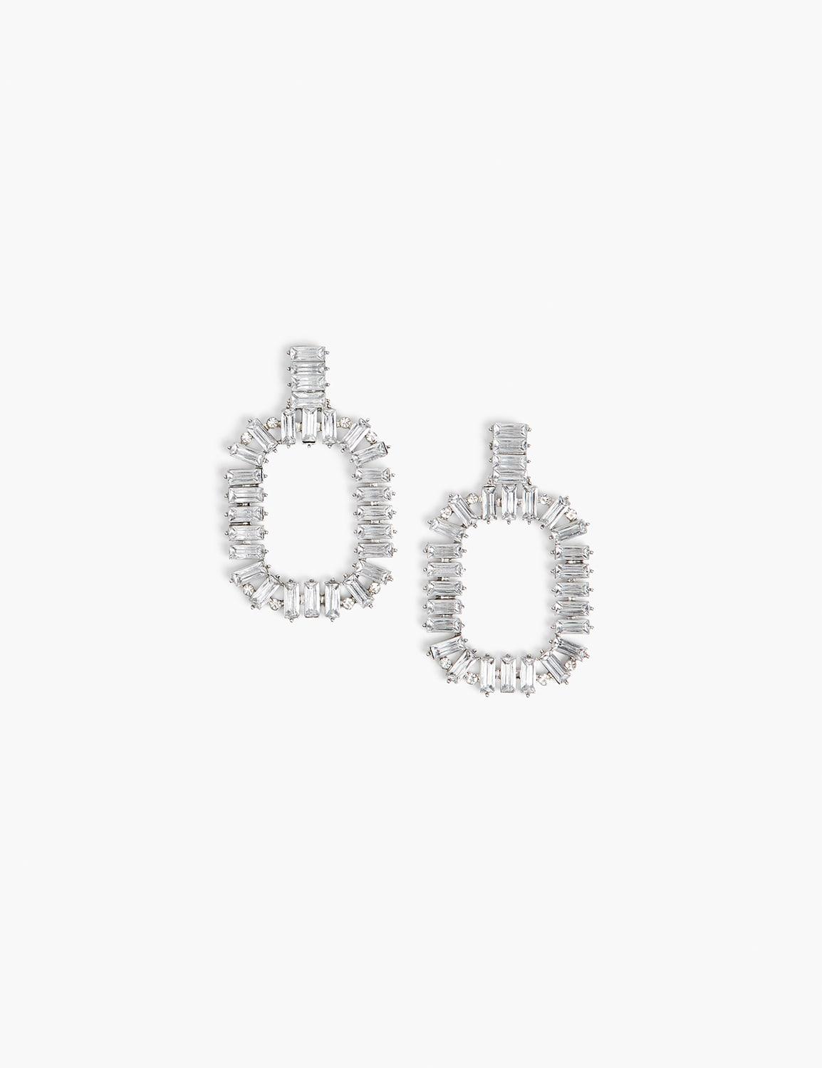 baguette oval drop earrings