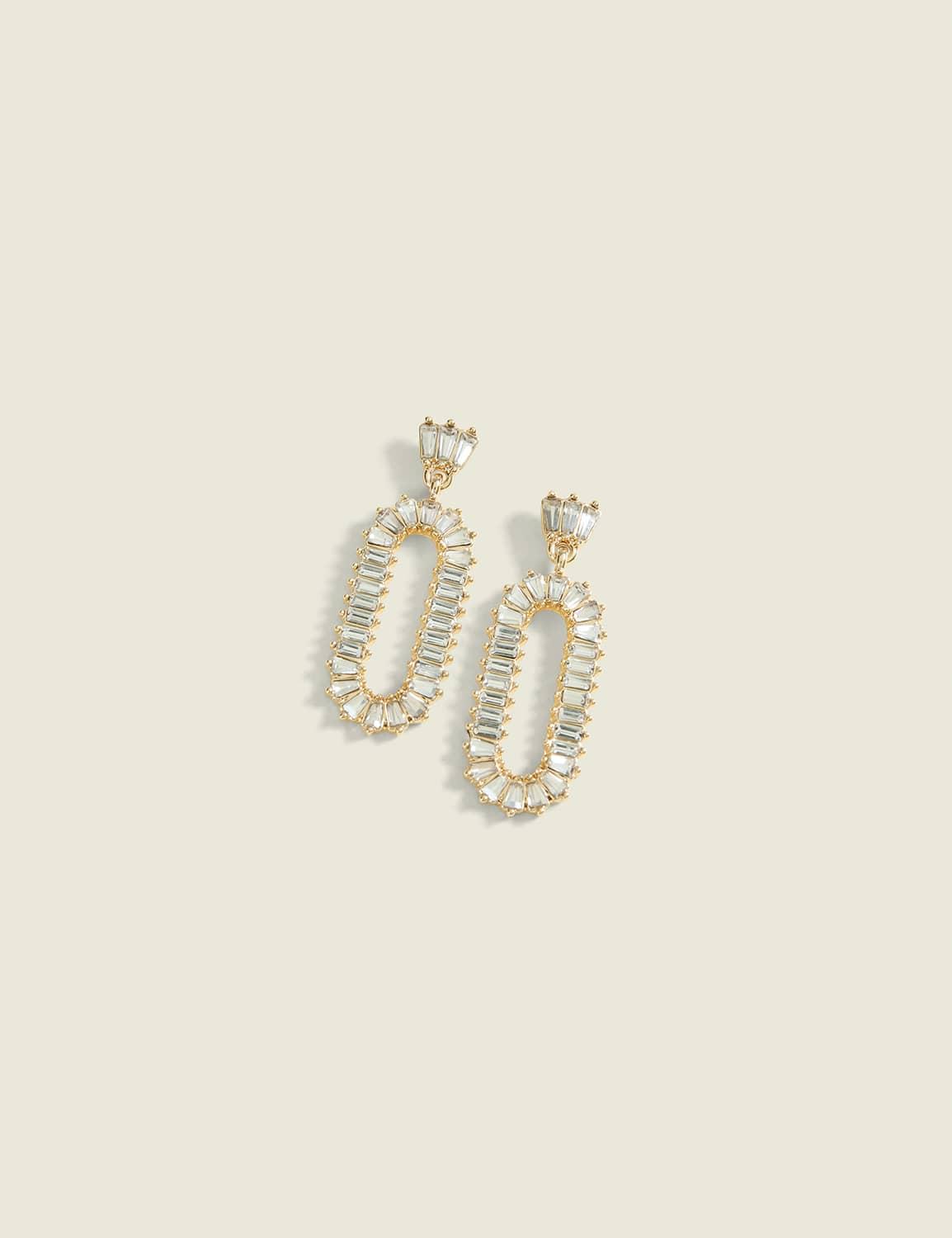 baguette oval drop earrings