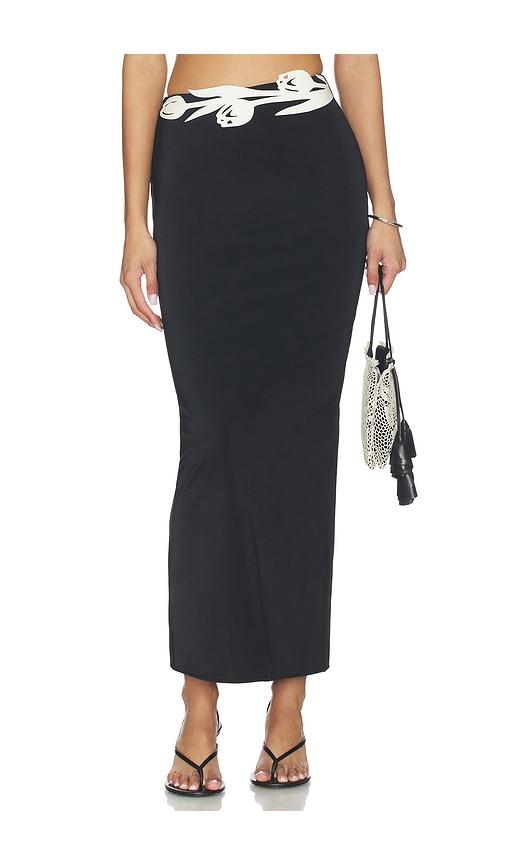 bahia maria agata long skirt in black,white. - size l (also in m, s, xs)