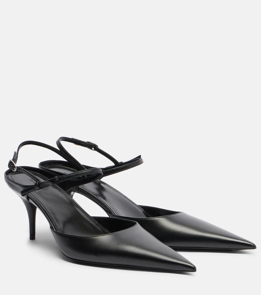balenciaga avenue bow leather slingback pumps