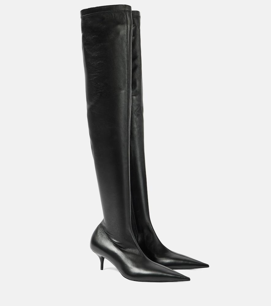 balenciaga avenue leather over-the-knee boots