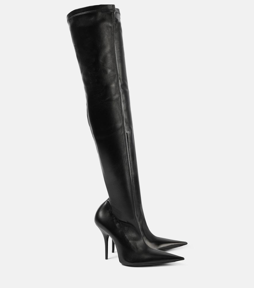 balenciaga avenue leather over-the-knee boots