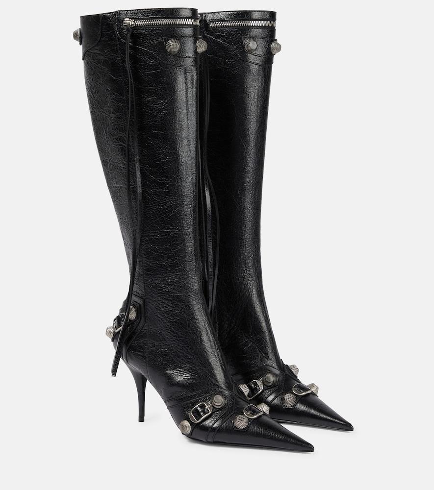 balenciaga cagole leather knee-high boots