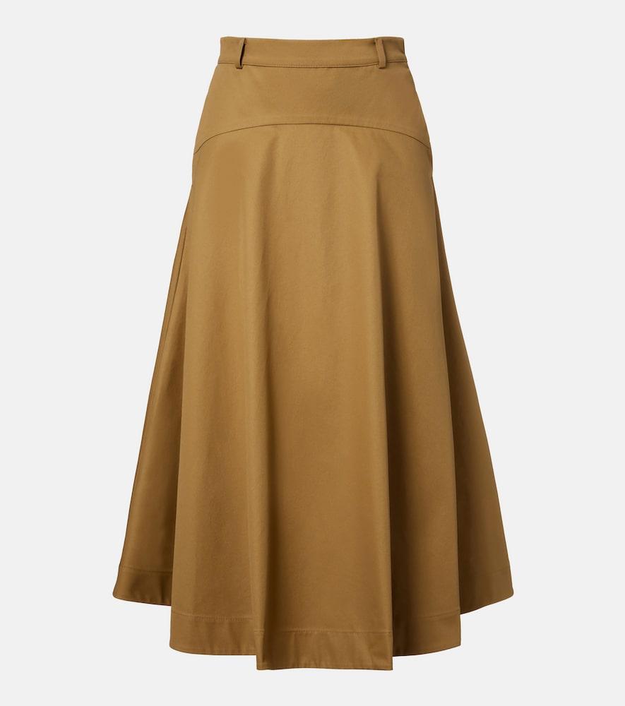balenciaga cotton twill midi skirt