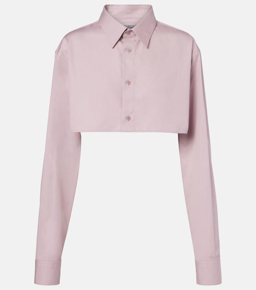 balenciaga cropped cotton and silk poplin shirt