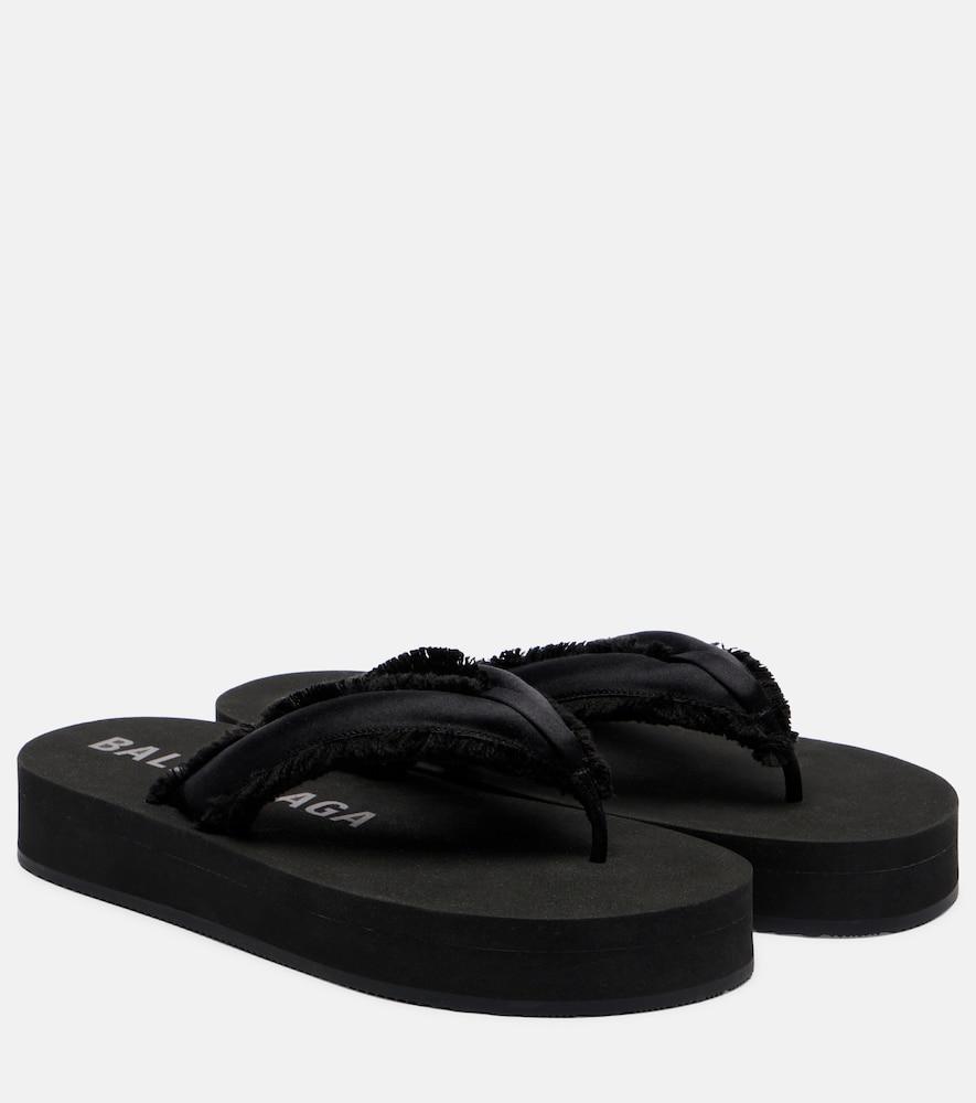 balenciaga cushy fringed satin platform thong sandals