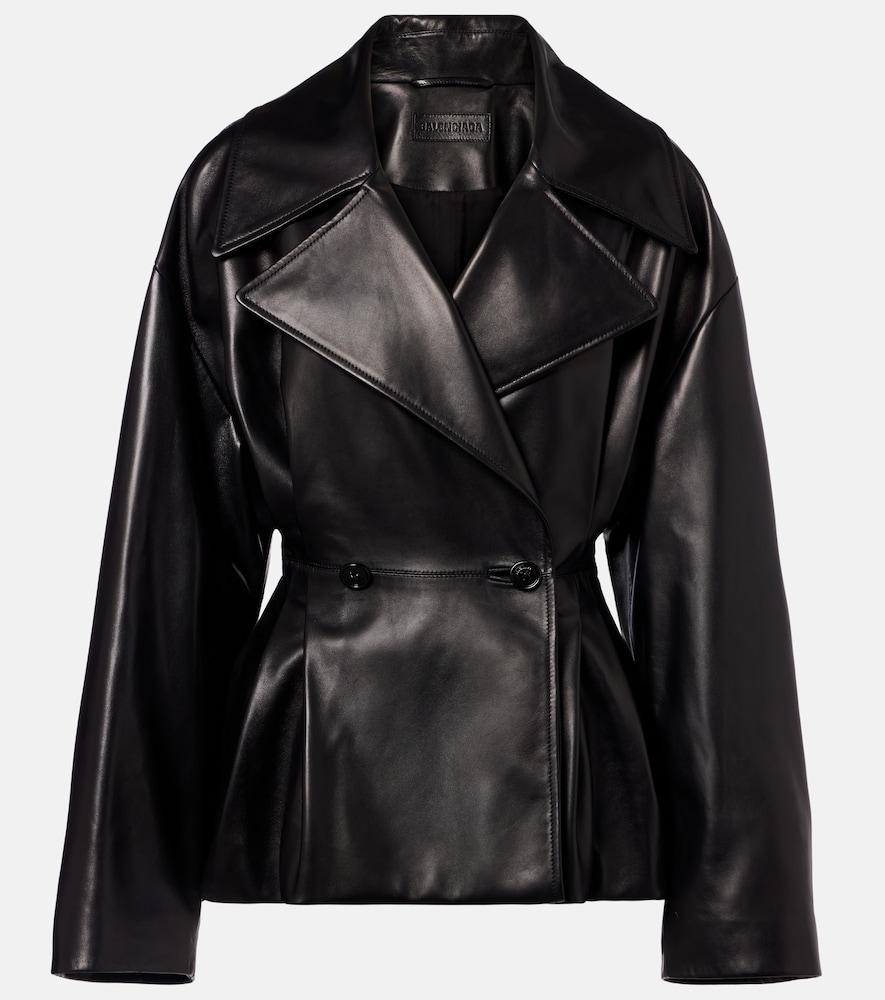 balenciaga double-breasted leather jacket