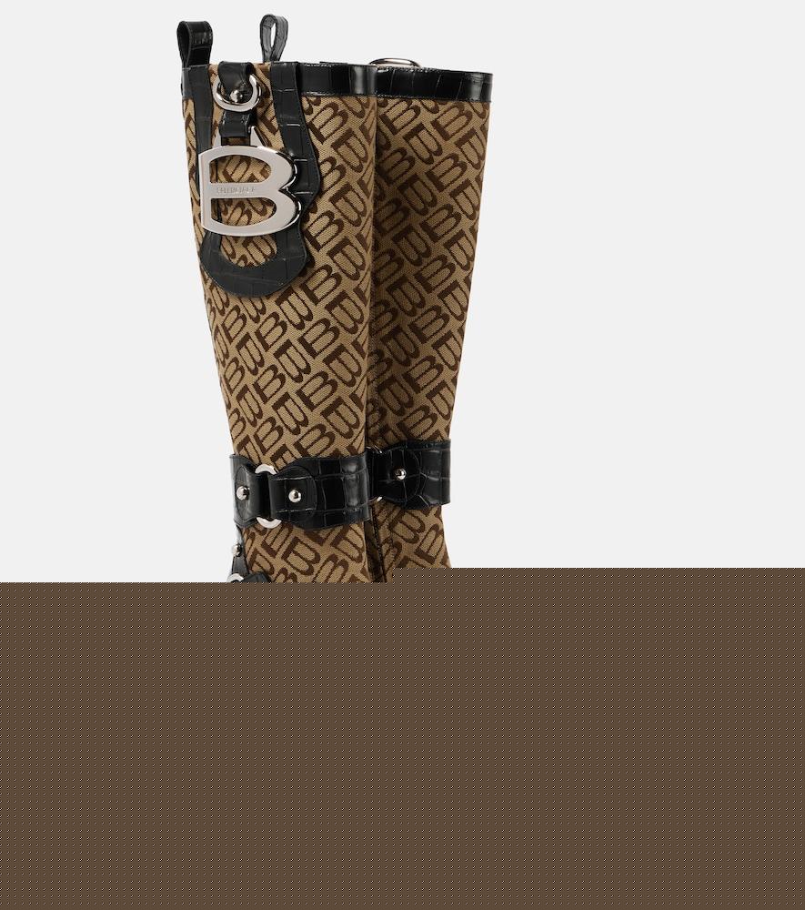 balenciaga essex leather-trimmed knee-high boots
