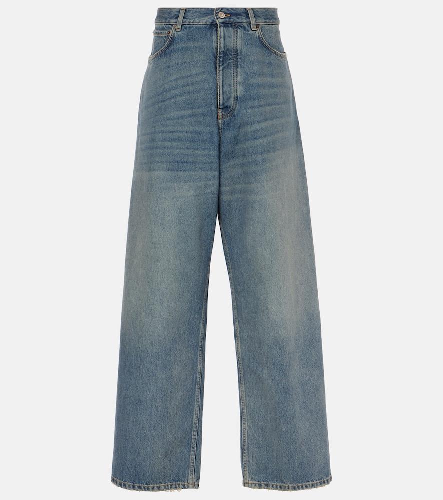 balenciaga faded mid-rise wide-leg jeans