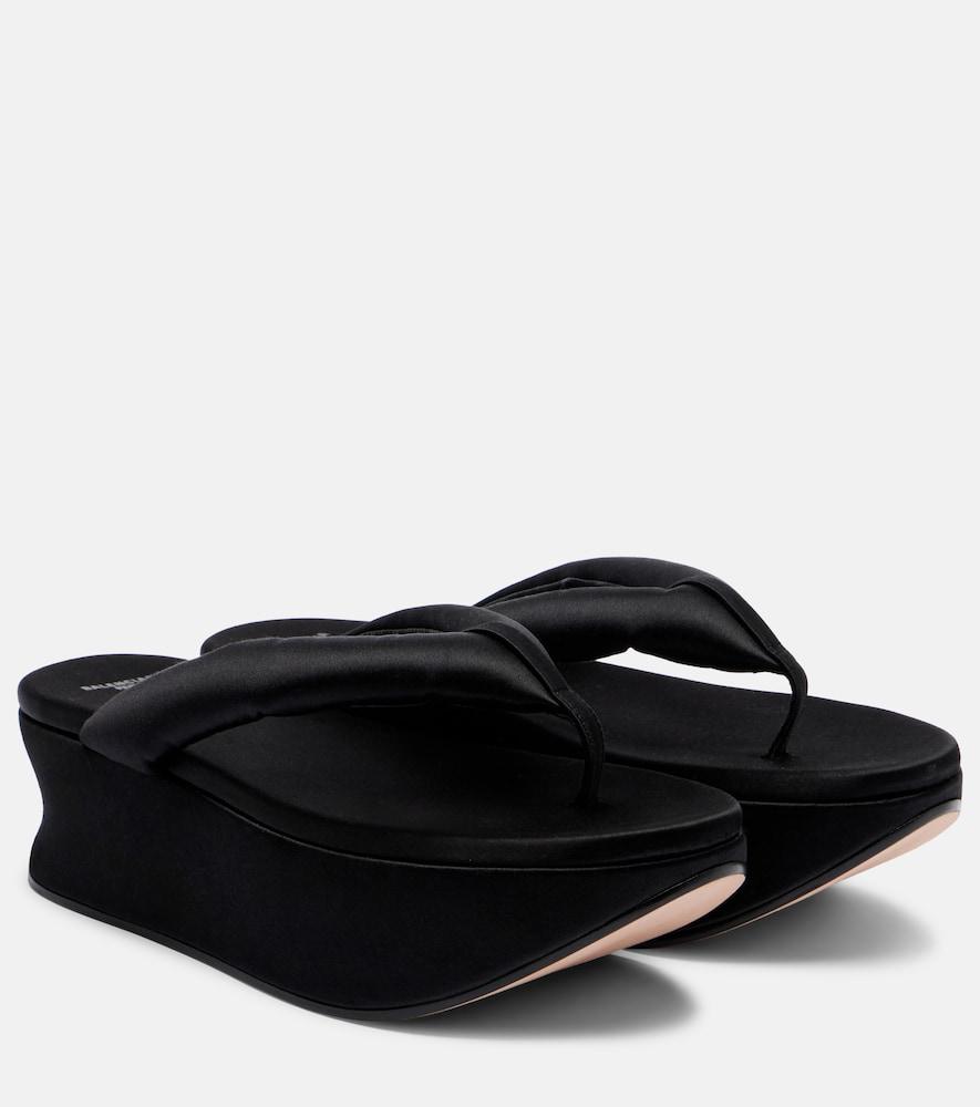 balenciaga gaeta satin wedge thong sandals