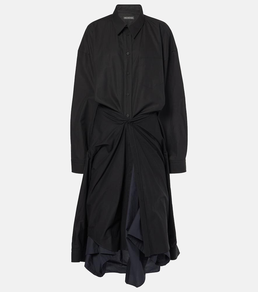 balenciaga gathered tie-front cotton shirt dress
