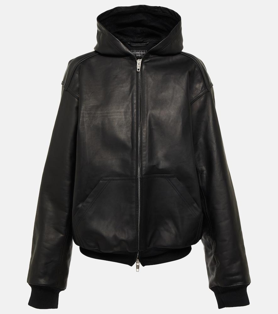 balenciaga hooded leather jacket