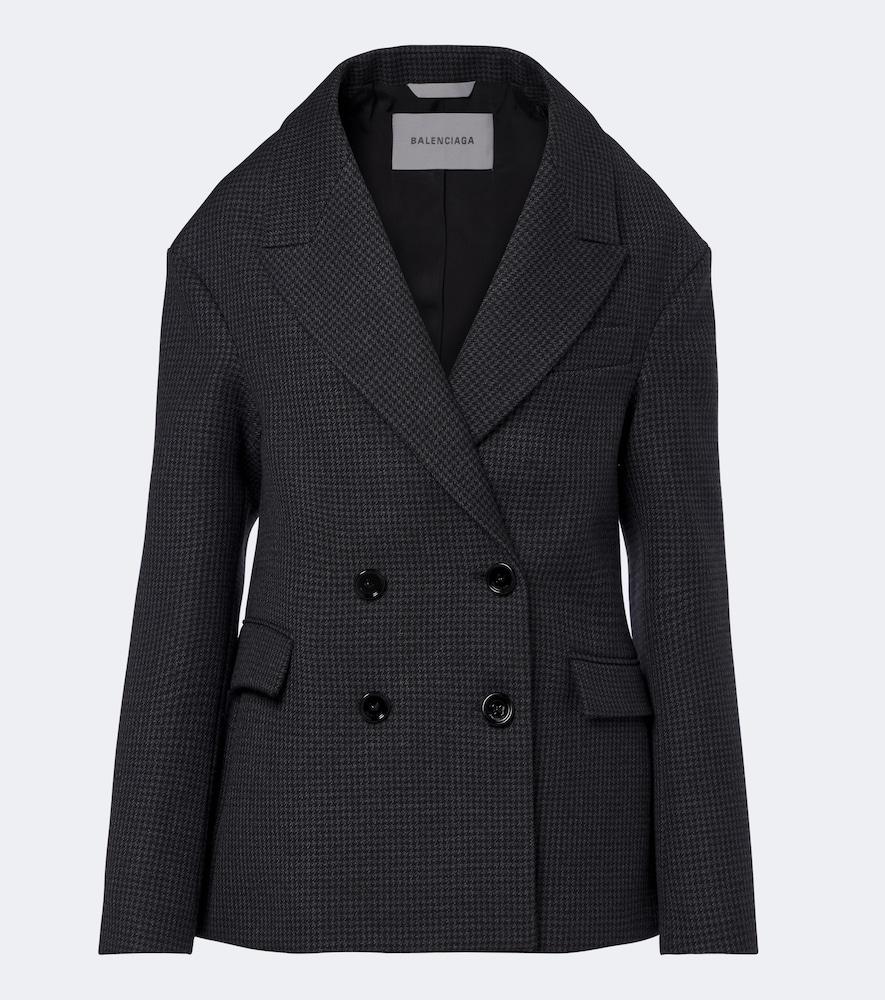 balenciaga houndstooth double-breasted wool jacket