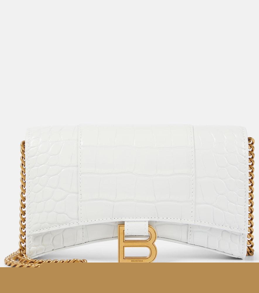 balenciaga hourglass leather wallet on chain