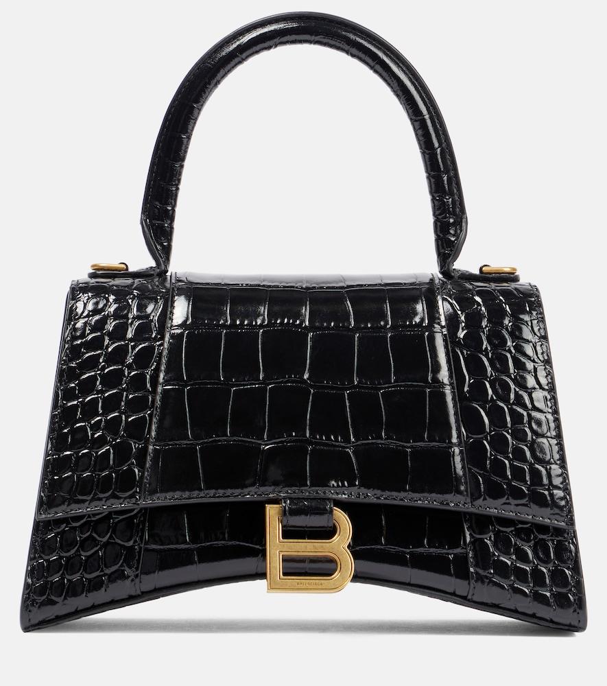 balenciaga hourglass small croc-effect leather crossbody bag