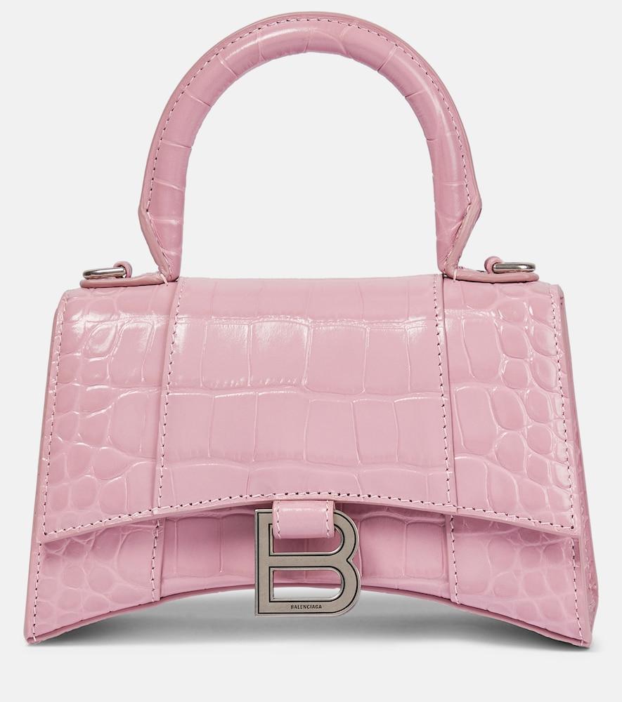 balenciaga hourglass small croc-effect tote bag
