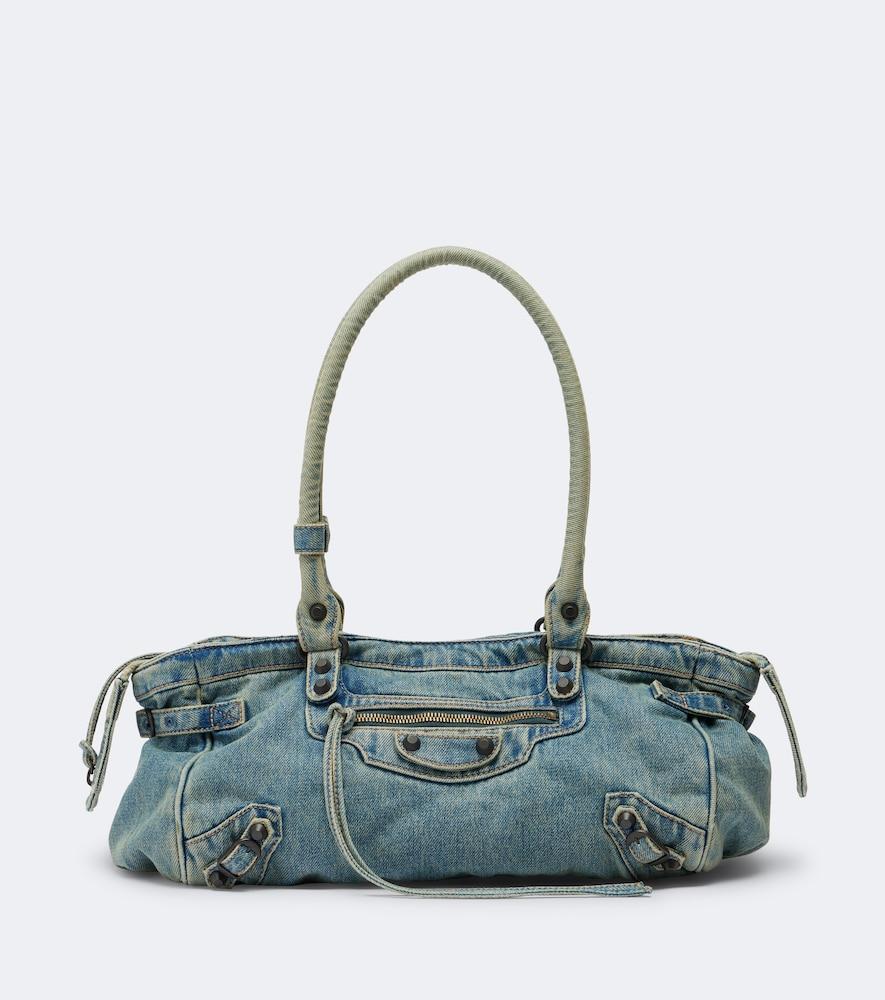 balenciaga le city east-west denim shoulder bag